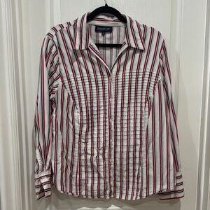 Classic Striped Womens Shirt - Red, Black, and White